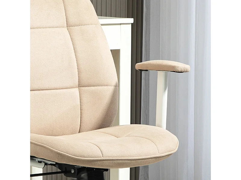 Chaise de bureau style Chesterfield réglable tissu beige