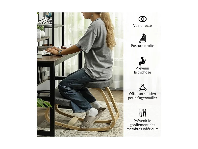 Chaise ergonomique à genoux CABOR grise 