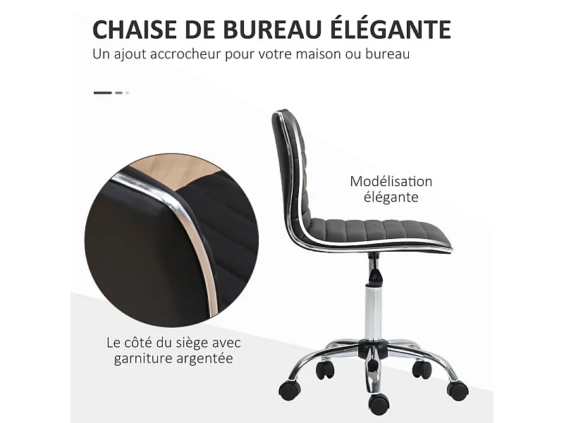Chaise de bureau design style Chesterfield acier chromé noir