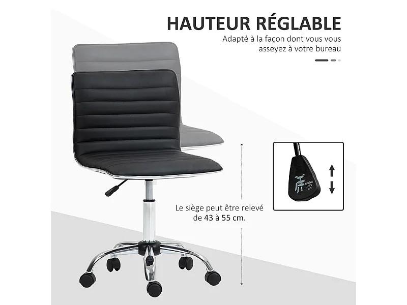 Chaise de bureau design style Chesterfield acier chromé noir