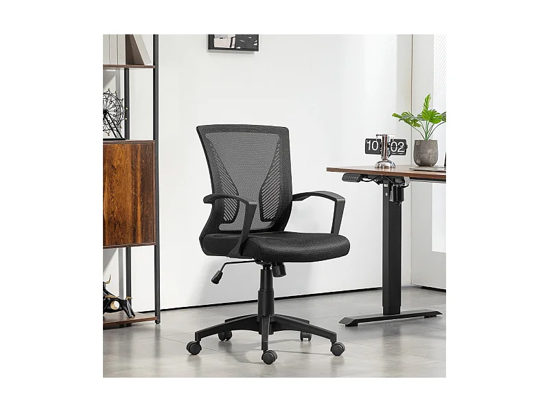 Chaise de bureau ergonomique polyester maille noir