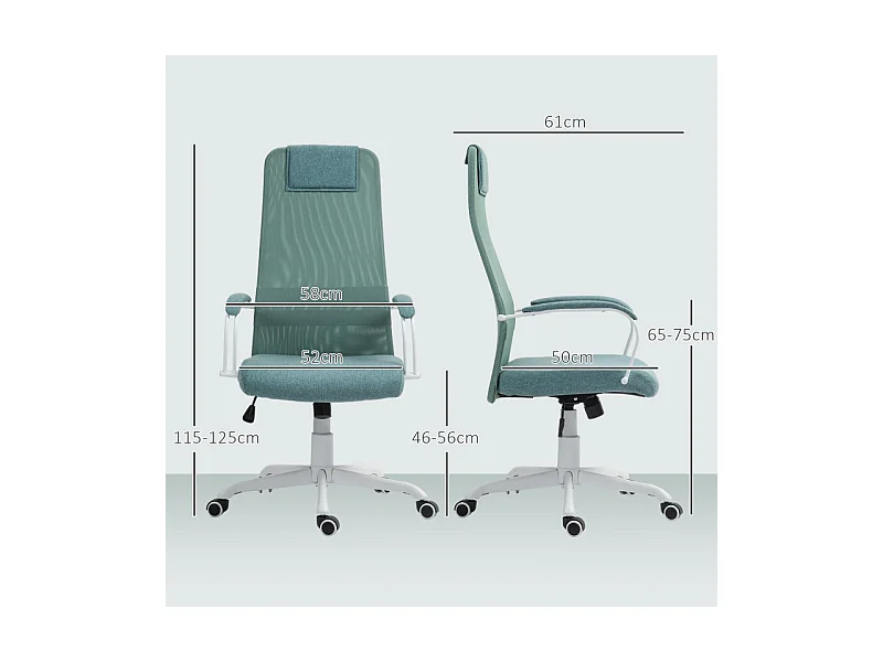 Chaise de bureau design fonction bascule réglable tissu maille vert d'eau