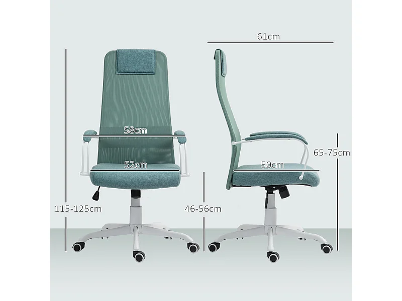 Chaise de bureau design fonction bascule réglable tissu maille vert d'eau