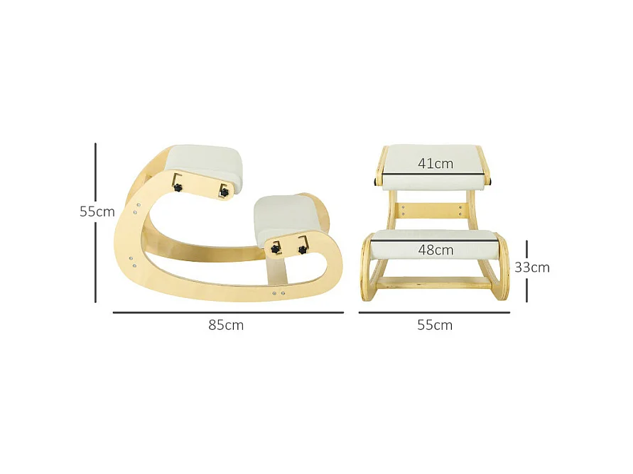 Chaise ergonomique à genoux LAMBERT blanc crème 