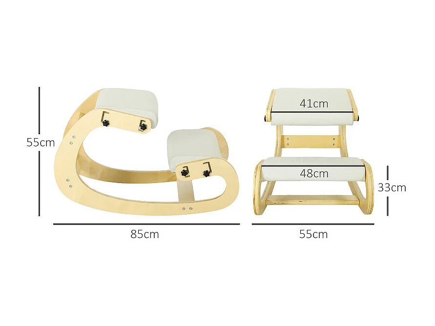 Chaise ergonomique à genoux LAMBERT blanc crème 