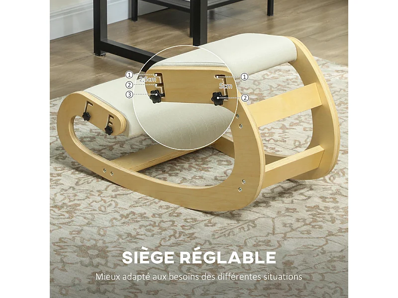 Chaise ergonomique à genoux LAMBERT blanc crème 