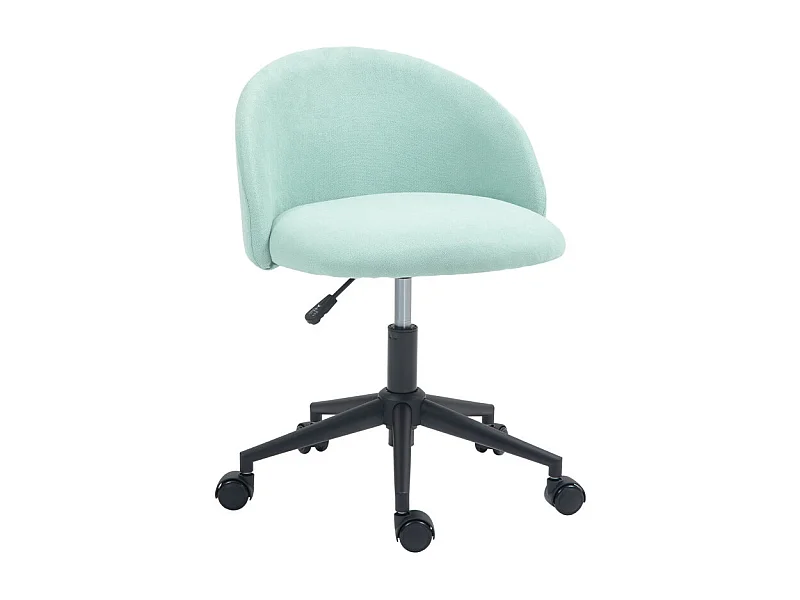 Chaise de bureau design enveloppant réglable acier noir tissu bleu clair