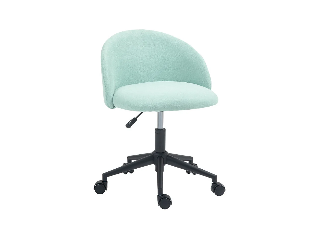 Chaise de bureau design enveloppant réglable acier noir tissu bleu clair