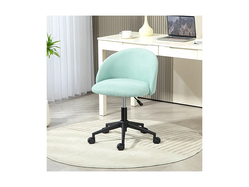 Chaise de bureau design enveloppant réglable acier noir tissu bleu clair