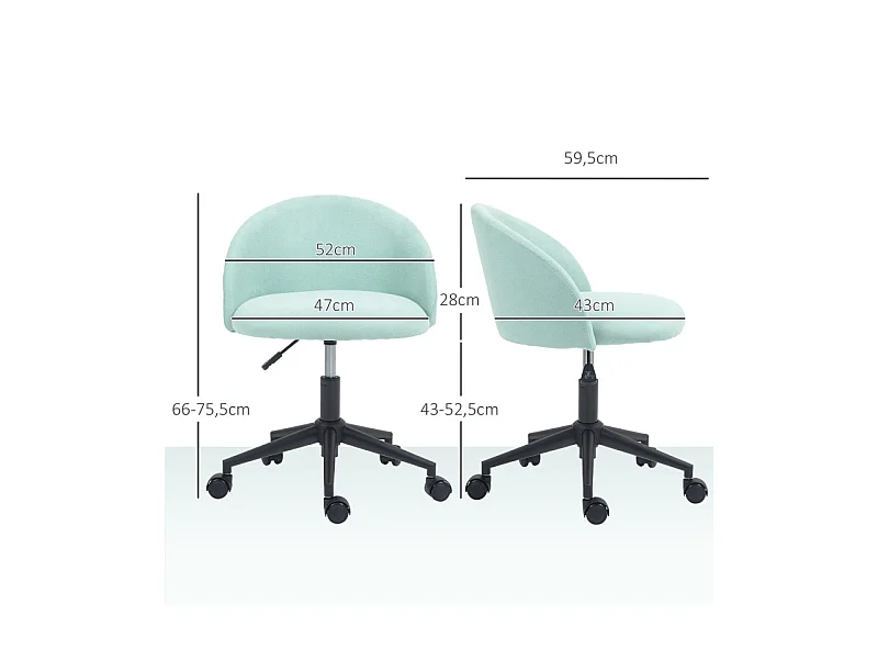 Chaise de bureau design enveloppant réglable acier noir tissu bleu clair