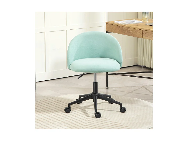 Chaise de bureau design enveloppant réglable acier noir tissu bleu clair