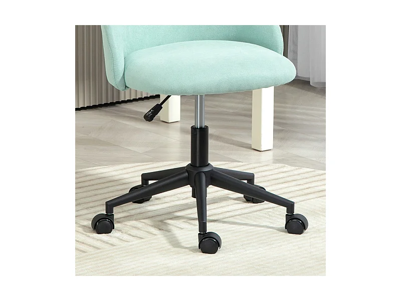 Chaise de bureau design enveloppant réglable acier noir tissu bleu clair