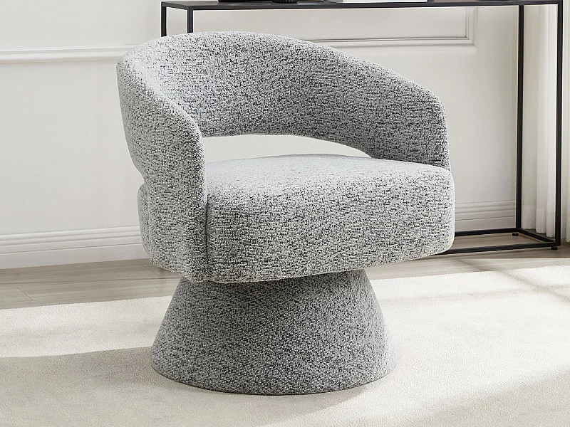 Fauteuil pivotant en tissu chenille gris FEDOTE