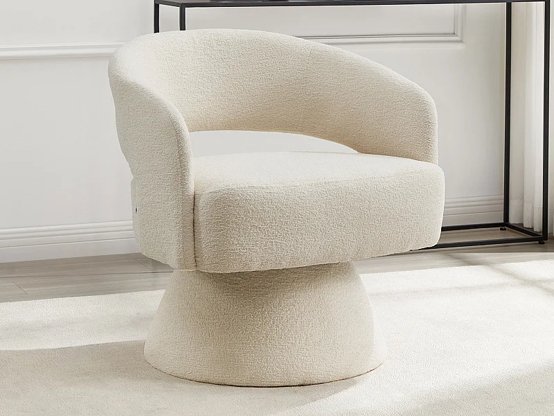 Draaibare fauteuil in beige chenille stof - FEDOTE