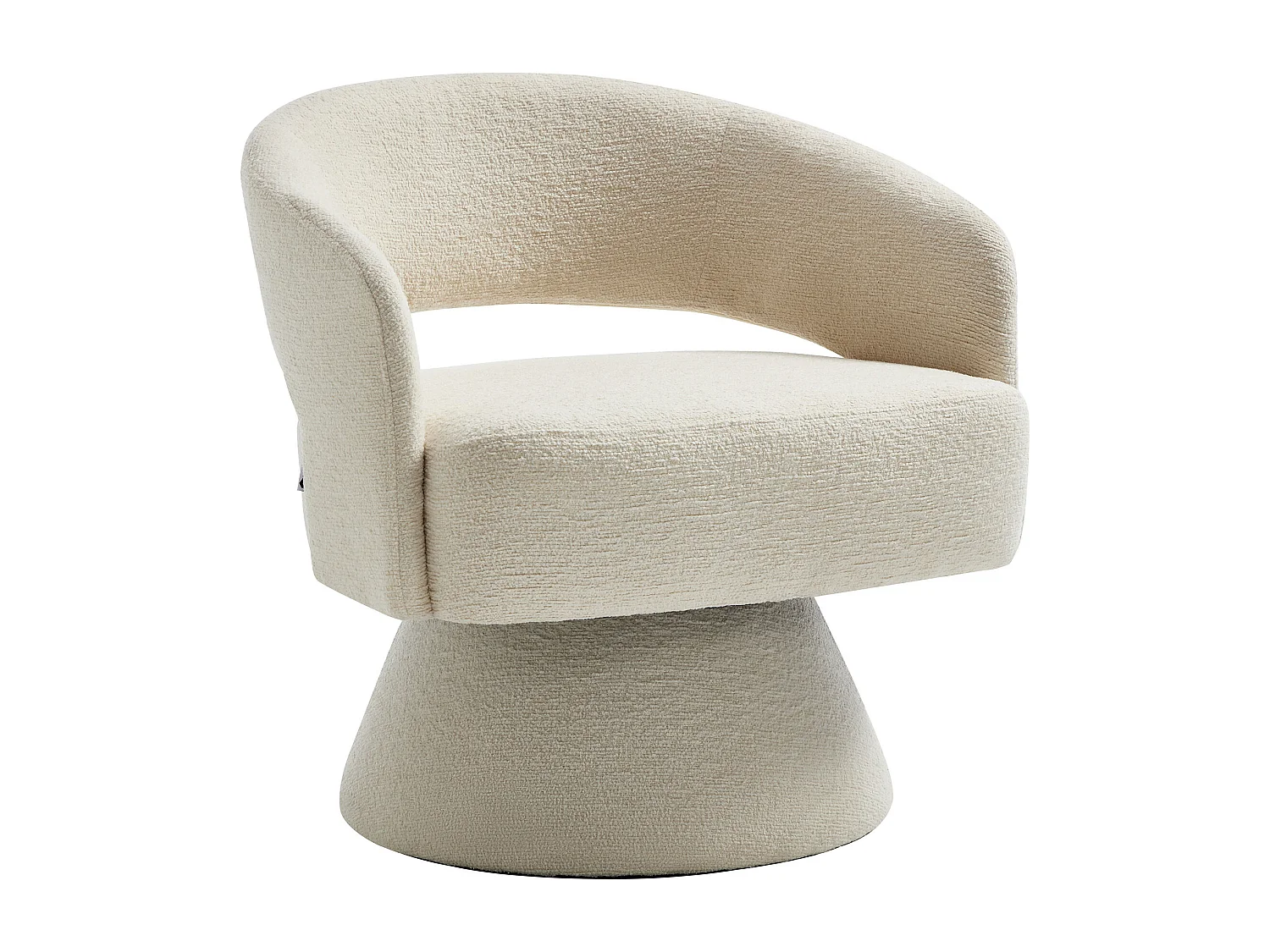 Fotel obrotowy z beżowej aksamitnej tkaniny  FEDOTE