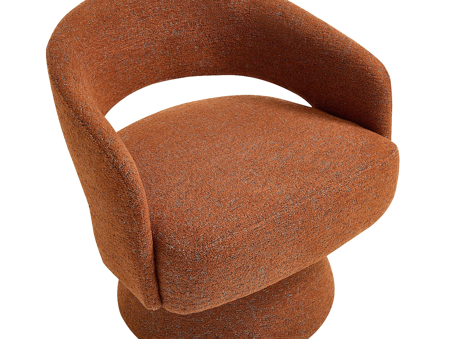 Draaiende fauteuil in terracotta chenille stof - FEDOTE