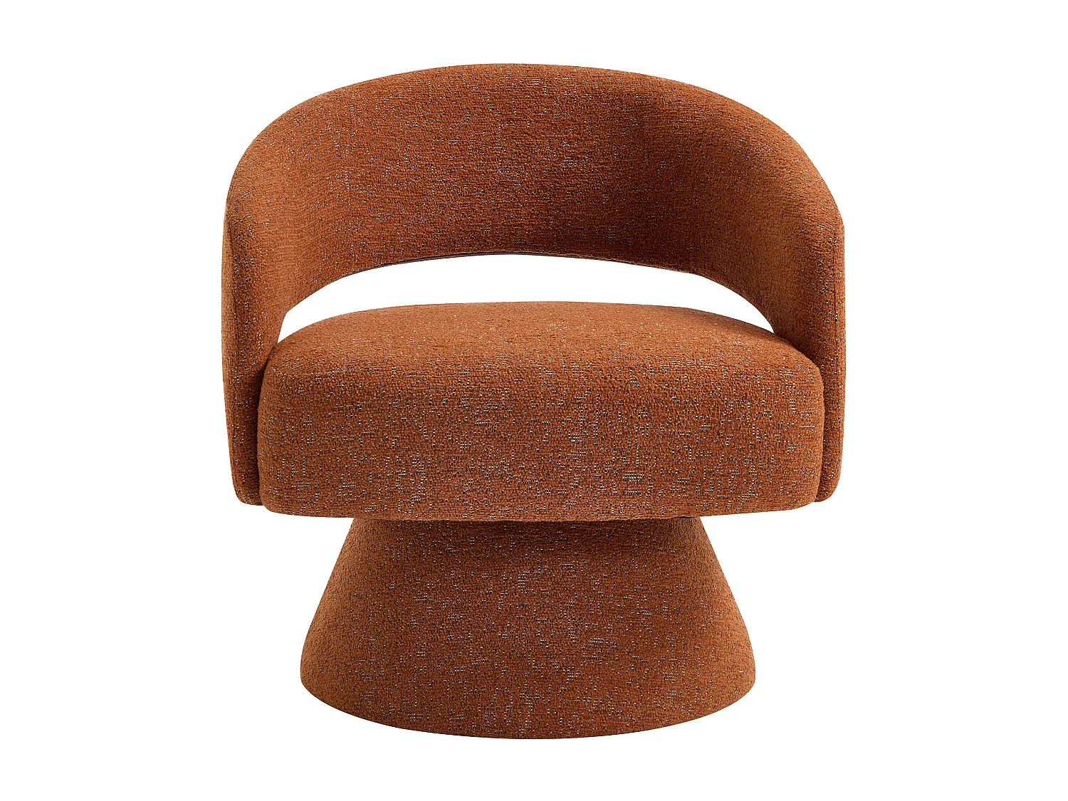 Draaiende fauteuil in terracotta chenille stof - FEDOTE