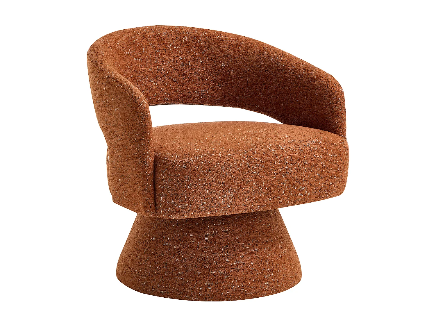 Draaiende fauteuil in terracotta chenille stof - FEDOTE