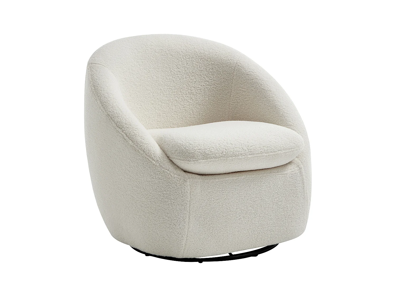 Fauteuil pivotant en tissu bouclette blanc NETALIO