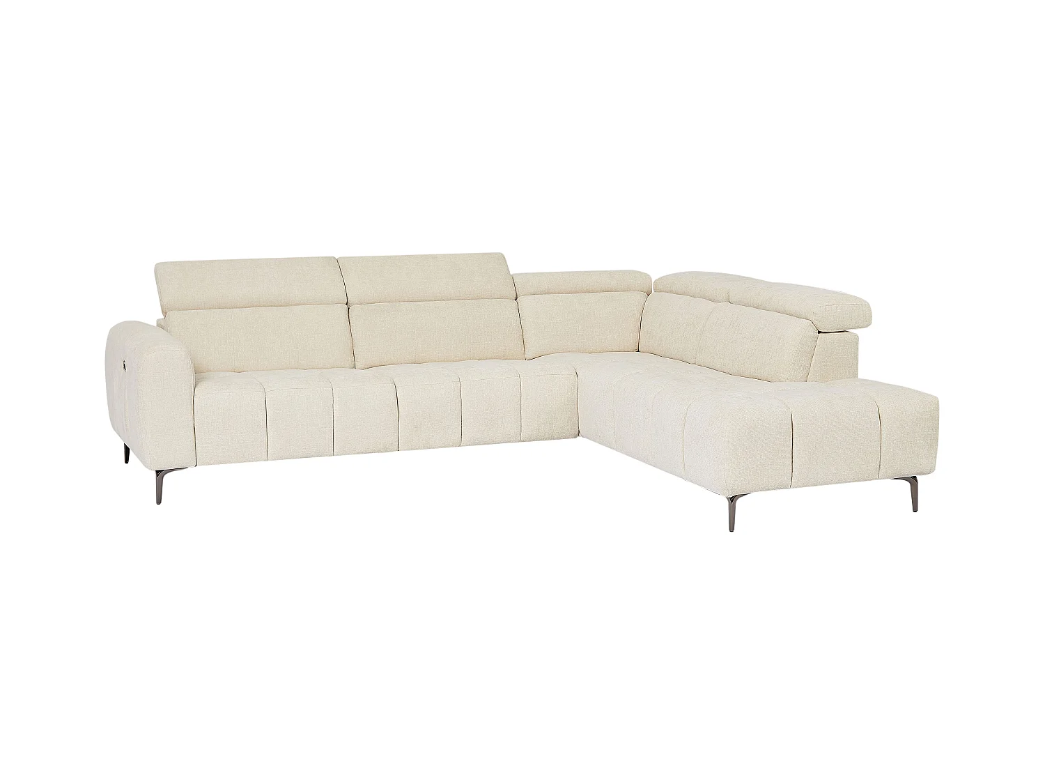 Höger elektrisk recliner-soffa i beige texturerat tyg CALDORIA