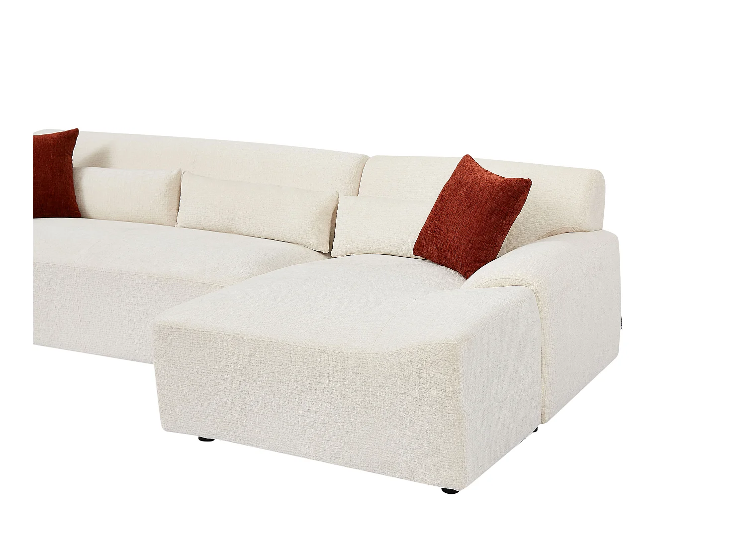 Canapé d'angle droit en tissu chenille beige OVILIO