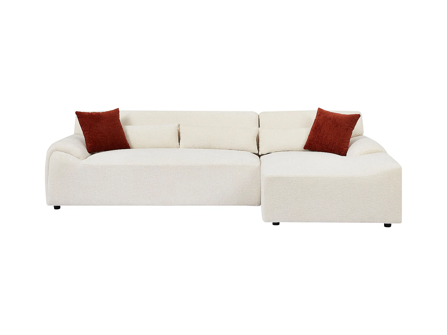 Canapé d'angle droit en tissu chenille beige OVILIO