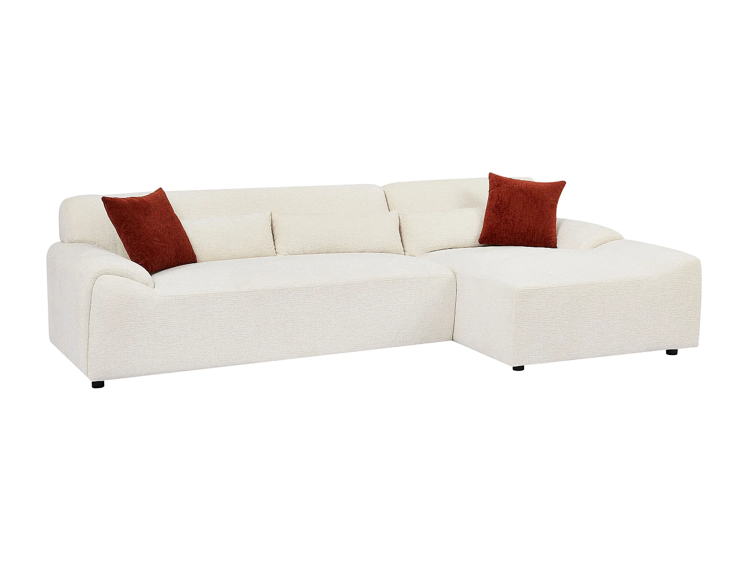 Canapé d'angle droit en tissu chenille beige OVILIO