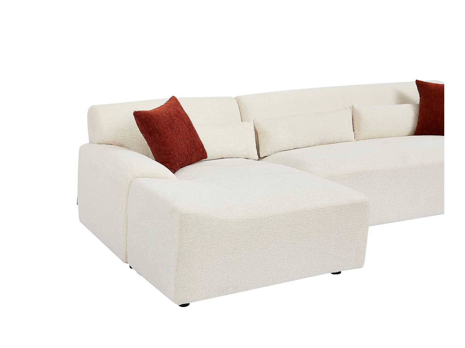 Canapé d'angle gauche en tissu chenille beige OVILIO