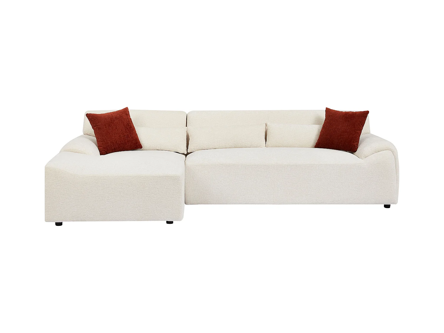 Canapé d'angle gauche en tissu chenille beige OVILIO