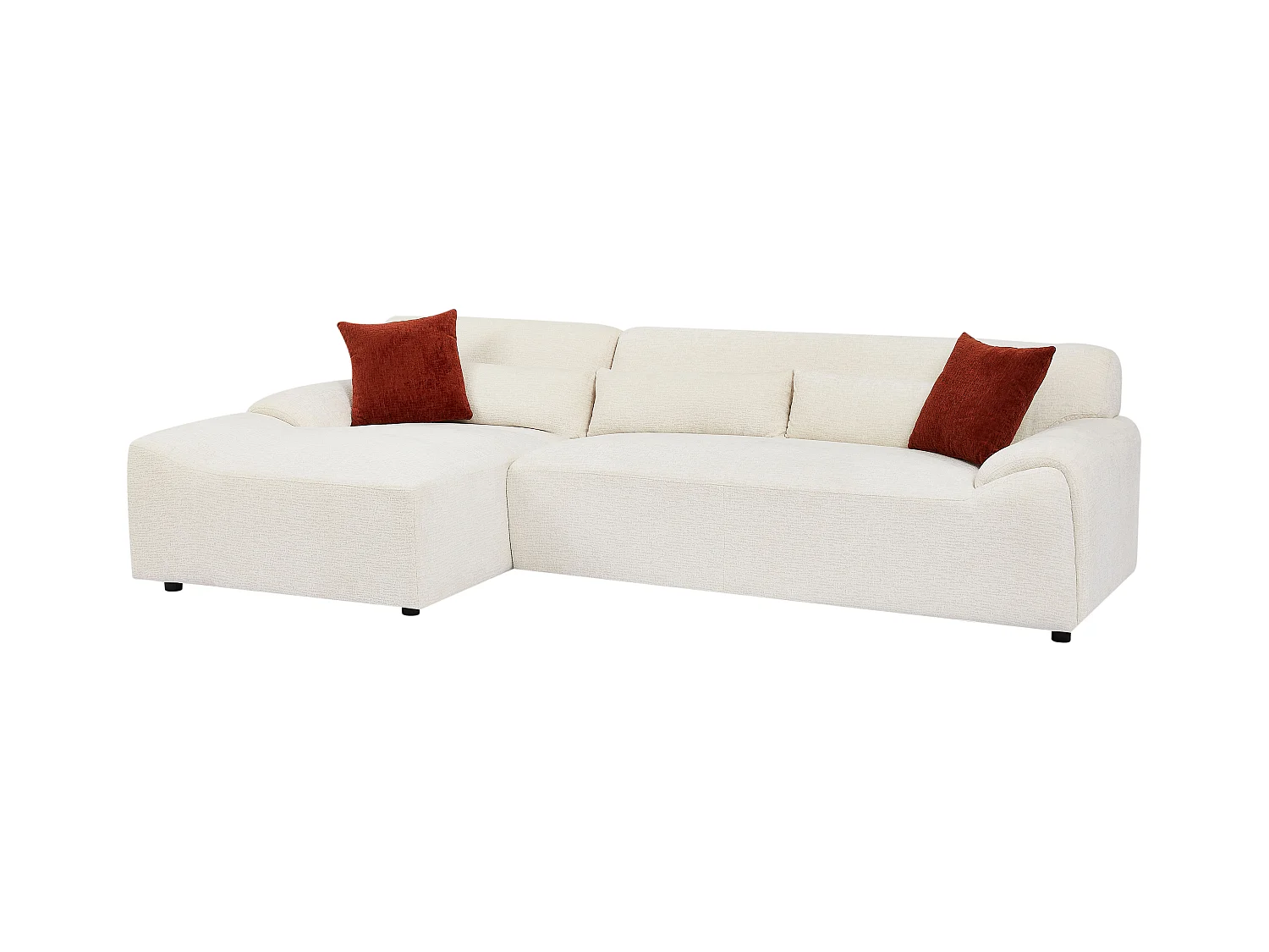 Canapé d'angle gauche en tissu chenille beige OVILIO