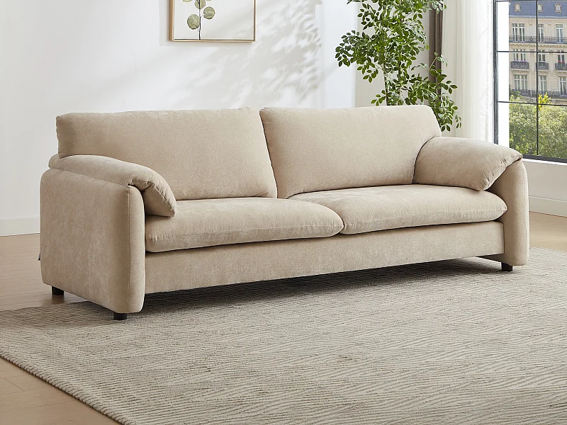 Canapé 3 places en tissu beige OPRALIO