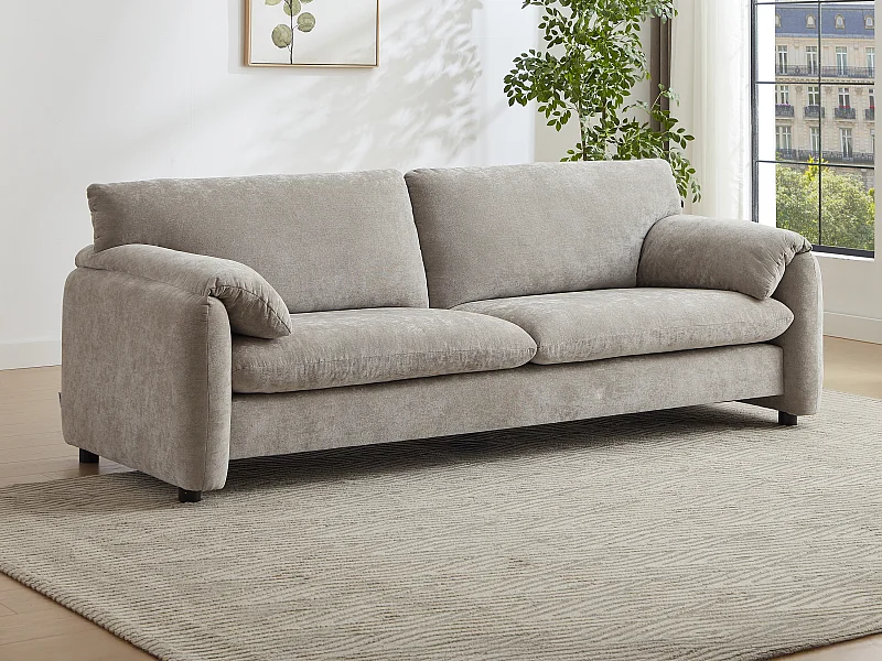 Canapé 3 places en tissu gris OPRALIO