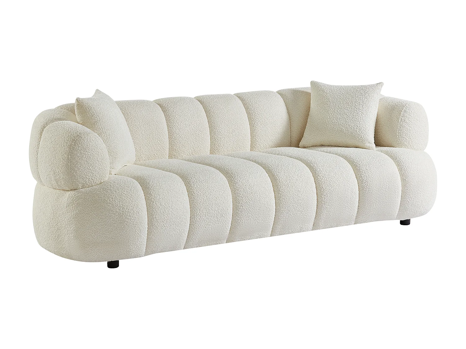 Canapé 3 places en tissu bouclette blanc cassé COLIANI