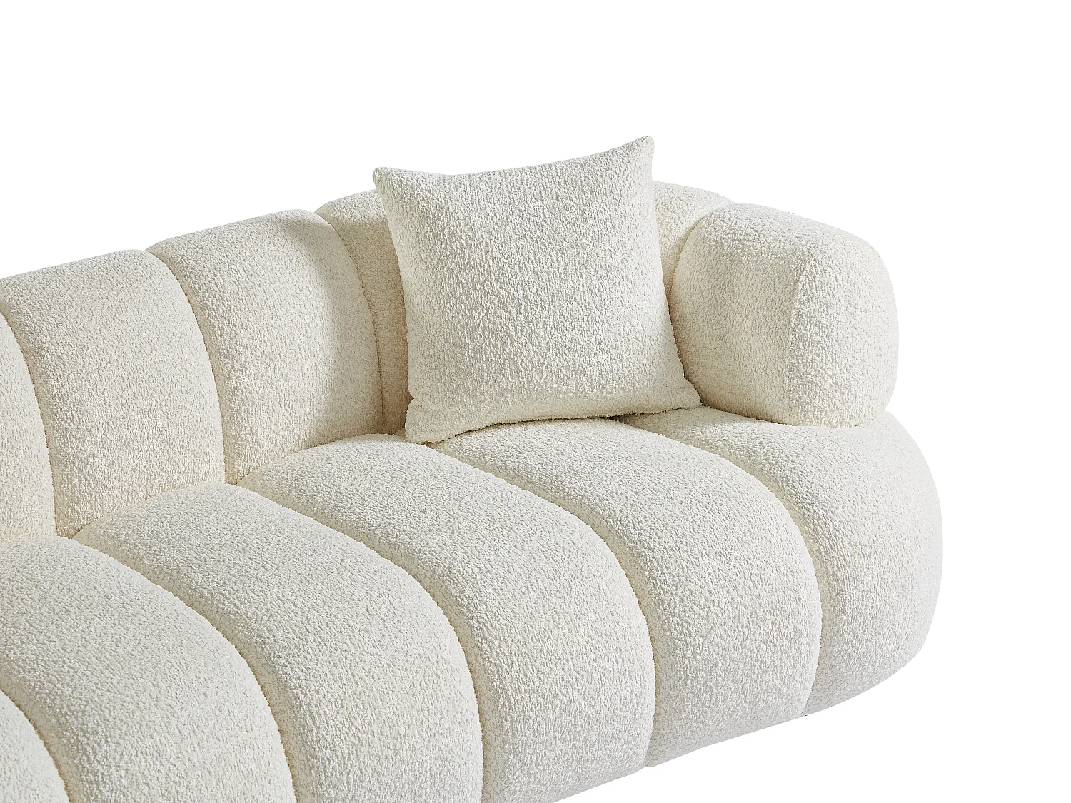 Canapé 3 places en tissu bouclette blanc cassé COLIANI