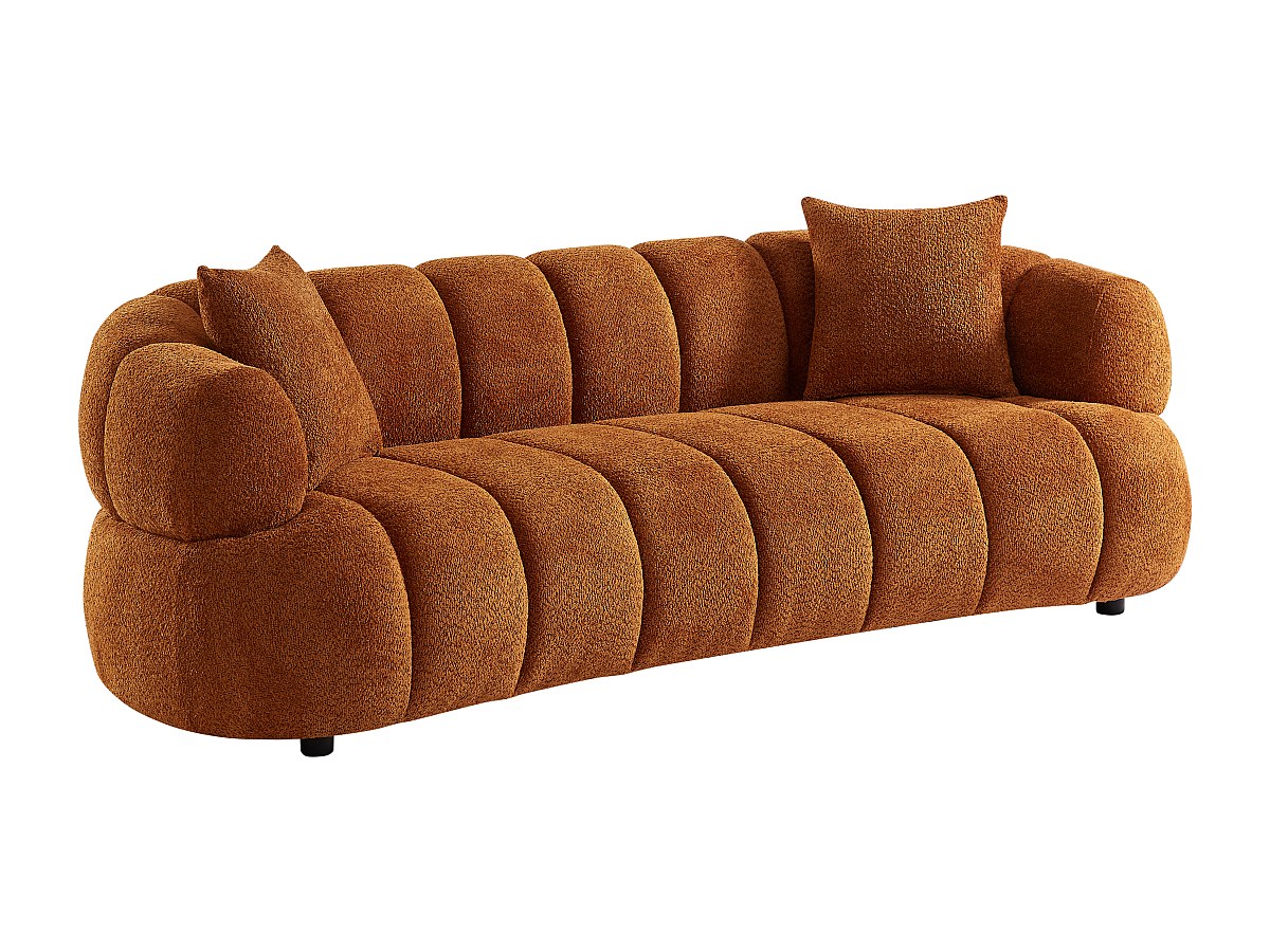 Sofa 3-Sitzer - Bouclé-Stoff - Terracotta - COLIANI günstig online kaufen