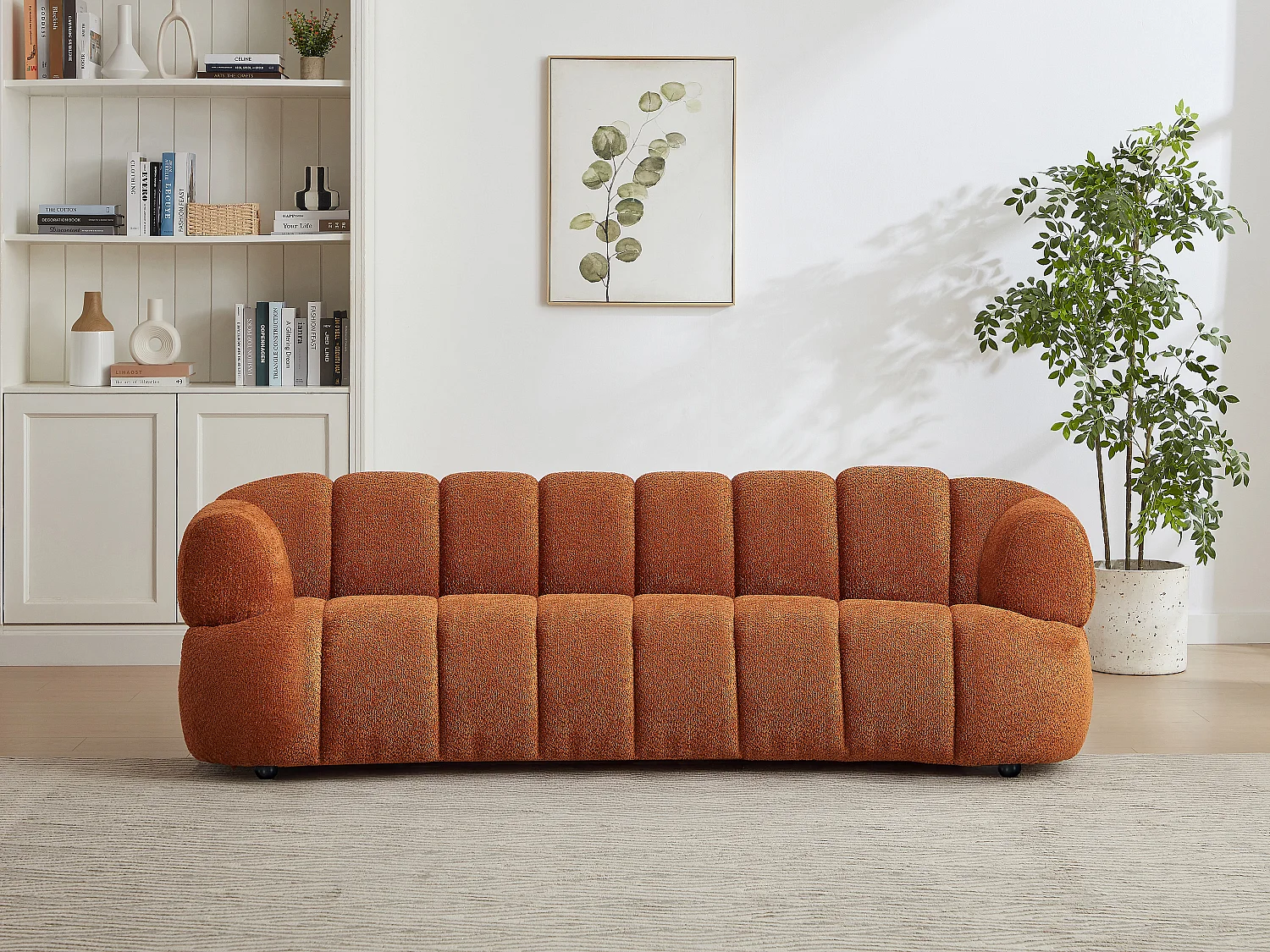 3-seters sofa i terrakotta bouclé-stoff COLIANI