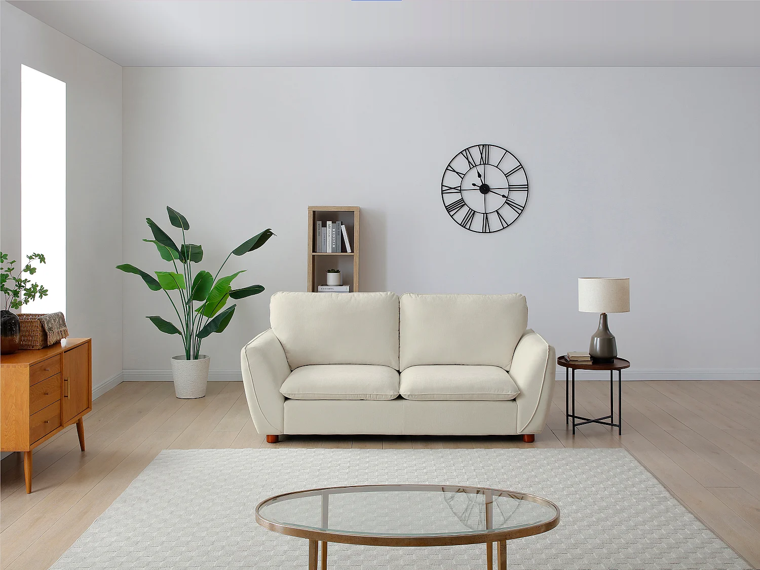 Canapé 3 places en tissu blanc cassé MENARDIA