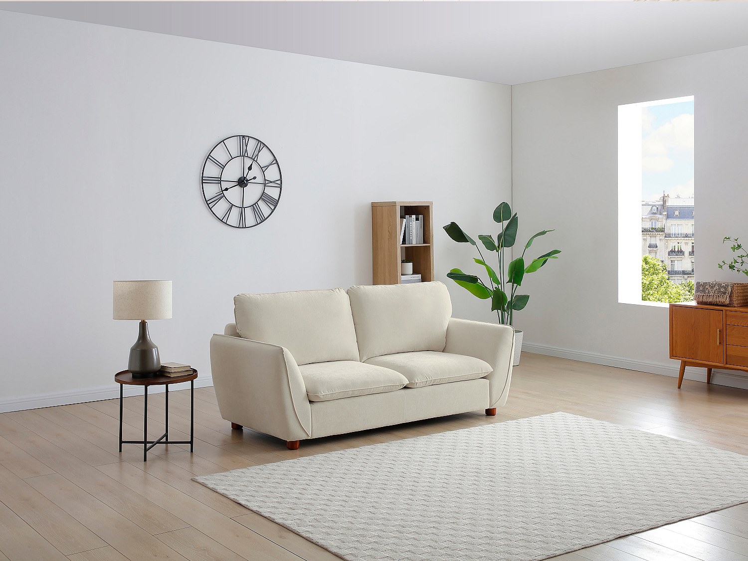 Sofa 3‑Sitzer – Stoff – Offwhite – MENARDIA günstig online kaufen