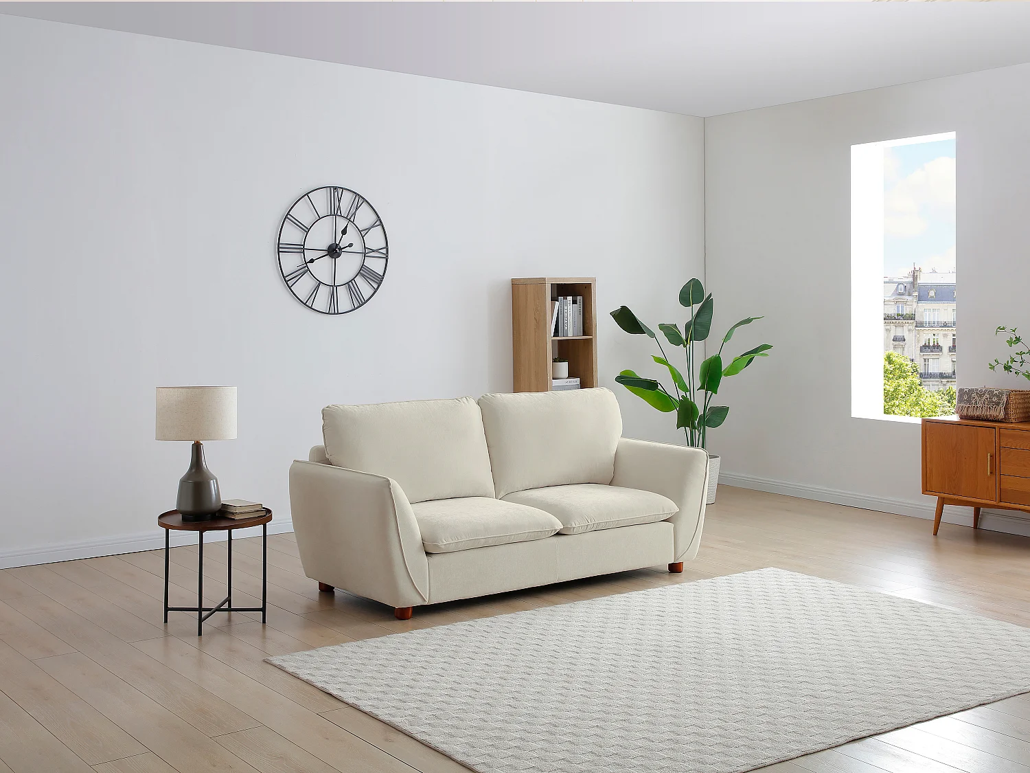 Canapé 3 places en tissu blanc cassé MENARDIA