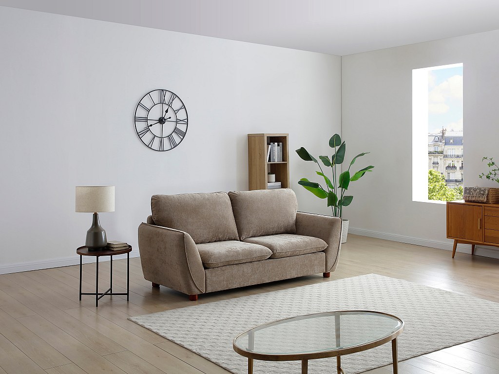 Canapé 3 places en tissu taupe MENARDIA