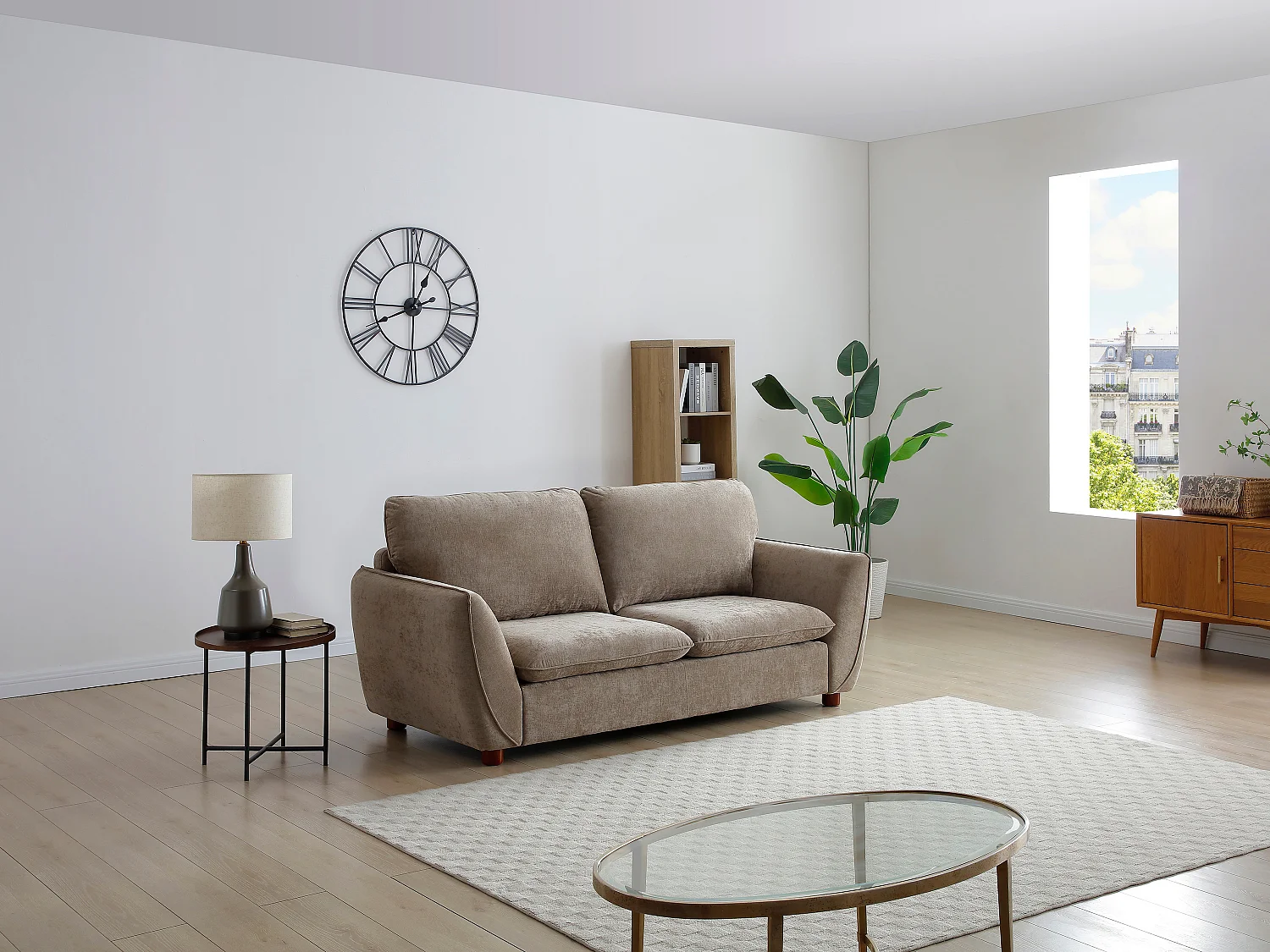 Canapé 3 places en tissu taupe MENARDIA