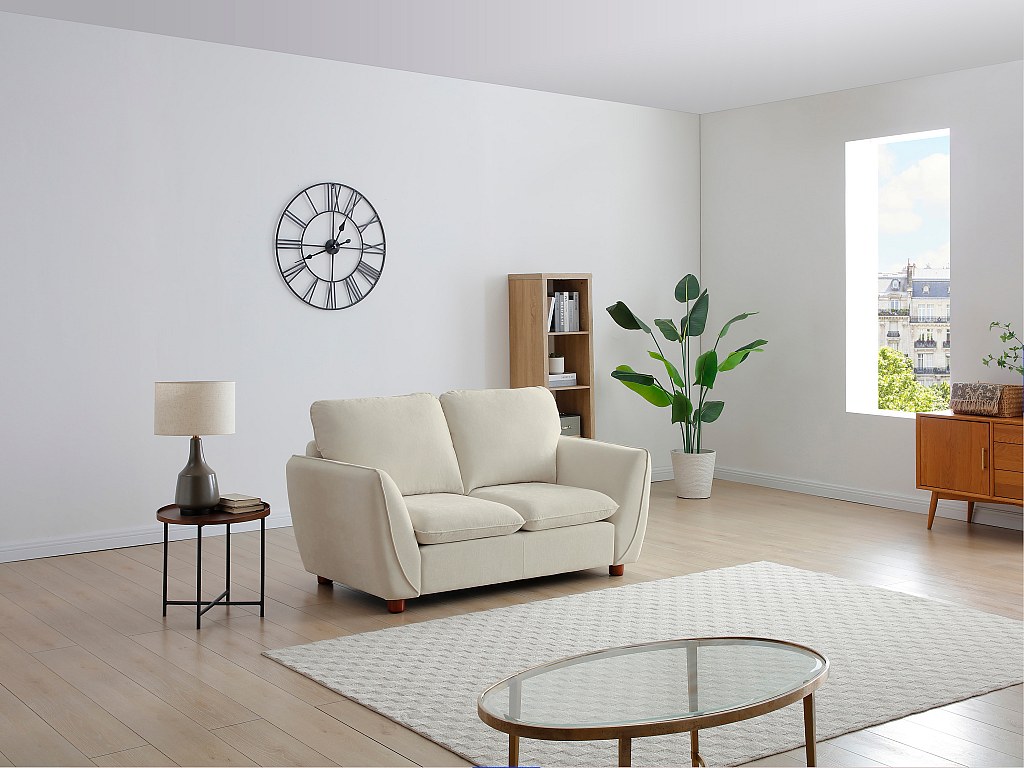 Canapé 2 places en tissu blanc cassé MENARDIA