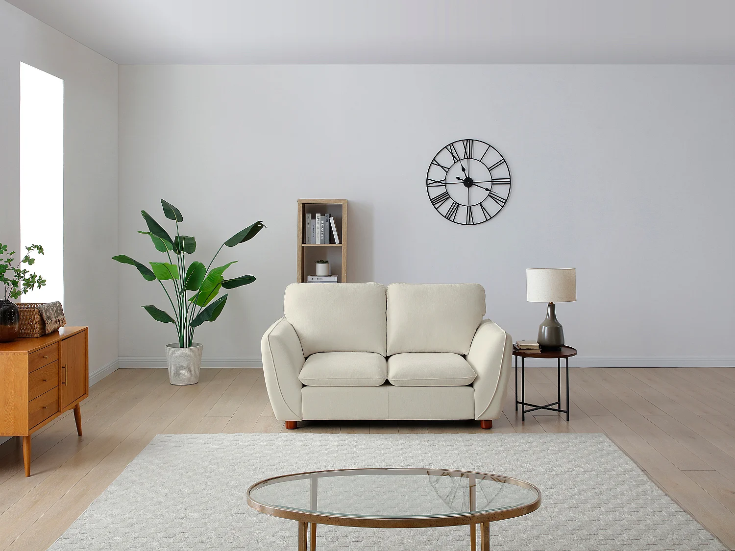 Canapé 2 places en tissu blanc cassé MENARDIA