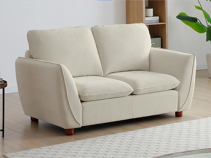 Canapé 2 places en tissu blanc cassé MENARDIA