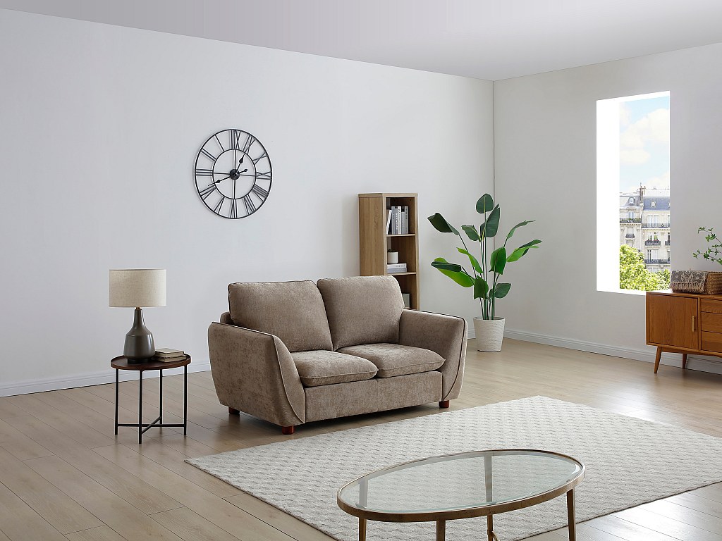 Canapé 2 places en tissu taupe MENARDIA