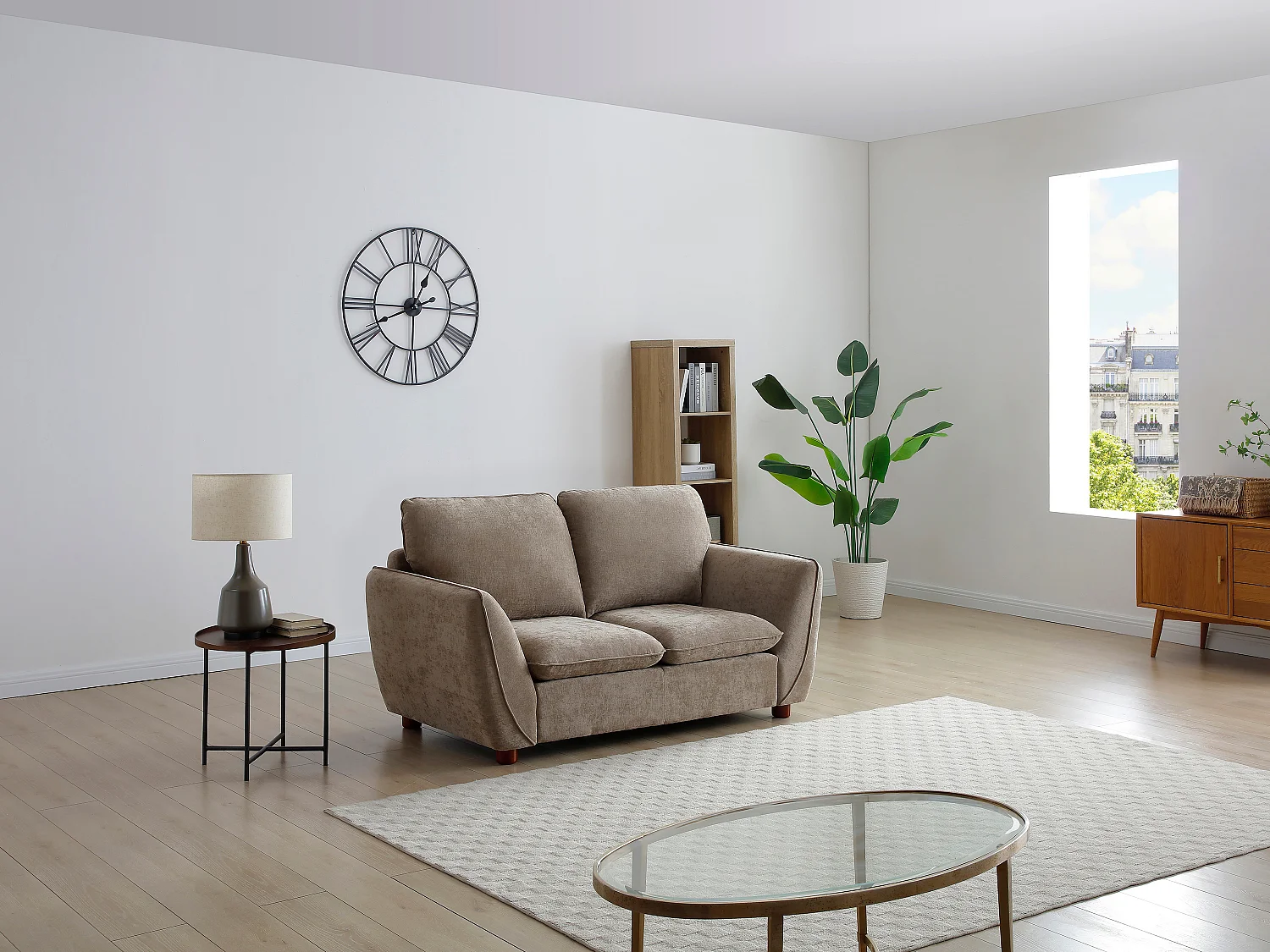 Canapé 2 places en tissu taupe MENARDIA