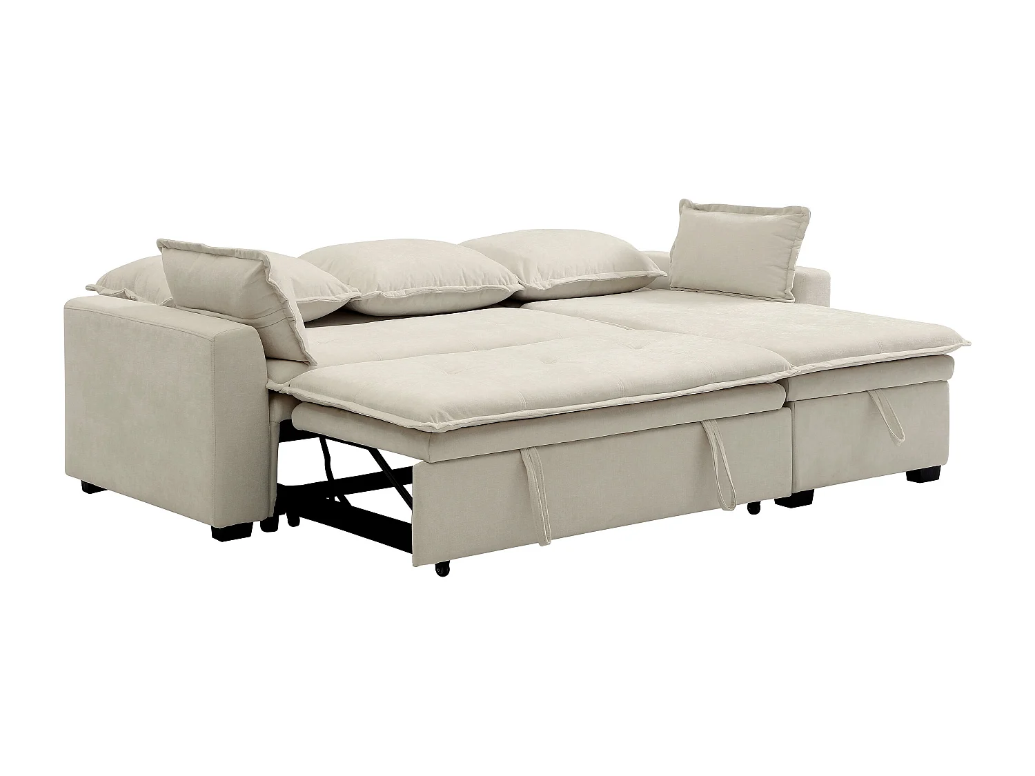 Canapé d'angle convertible et réversible en tissu blanc cassé ZAKILA