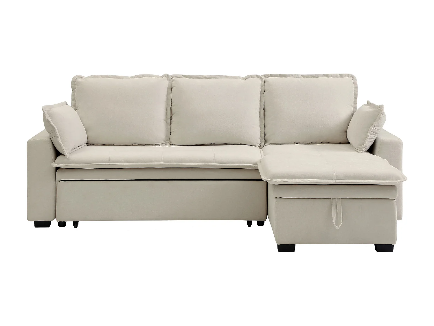 Canapé d'angle convertible et réversible en tissu blanc cassé ZAKILA