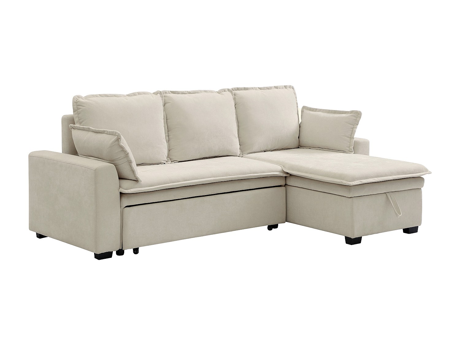 Ecksofa mit Schlaffunktion & Bettkasten – Stoff – Offwhite – ZAKILA günstig online kaufen