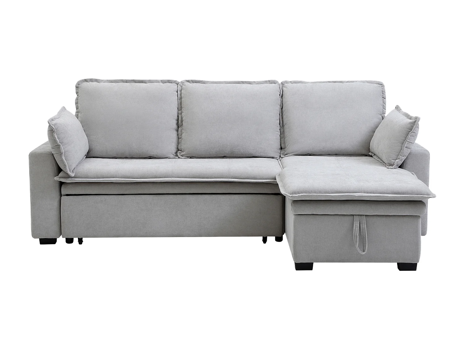 Canapé d'angle convertible et réversible en tissu gris clair ZAKILA